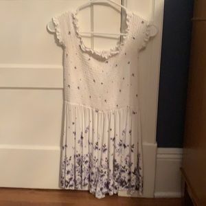 White w Lavender Flowers Soft & Sexy Romper Dress